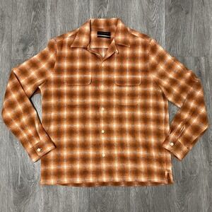 AllSaints Shirt Men's Large Orange Jacinto Plaid Camp Collar Pendleton 50's